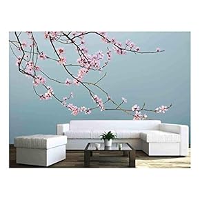 Pink Peach Blossom - Removable Wall Mural | Self-Adhesive Large Wallpaper - 66x96 inches