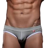 Demarkt Men's Underwear Breathable Briefs G-string Thong Large Grey