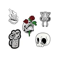 SephSmith Skeleton Enamel pin Skull Coffee Ghost Rose Badge Brooch Lapel pin Denim Jean Shirt Bag Gothic Punk Jewelry Gift for Friends