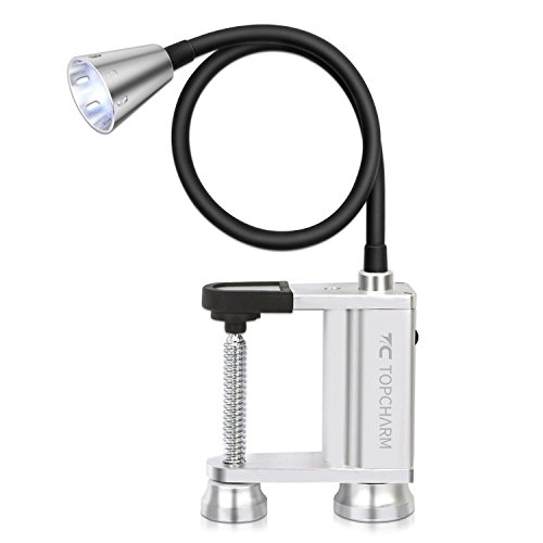 TOPCHARM BBQ Grill Light, Super Bright 12 LED Battery Powered Work Task Light with Magnetic Base 360 Degree Rotation Flexible Gooseneck Adjustable Screw Clamp for Barbecue Grilling