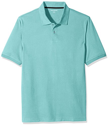 Amazon Essentials Men's Regular-Fit Cotton Pique Polo Shirt, Aqua, Medium