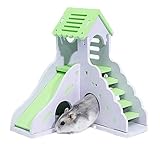 kathson Wooden Hamster House, Hamster Hideout,Hamster Toys,Durable Odorless Non-Toxic Deluxe Two Layers Wooden Hut (Green)