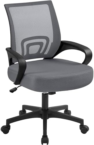 Silla de Oficina Silla Escritorio de Malla Giratoria Gris Oscuro