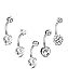 THUNARAZ 5pcs Stainless Steel Belly Button Ring for Women Crystal CZ Ball Screw Navel Bars 5 White