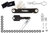 Compact Key Organizer by Flobeli | Smart Key Holder for Men and Women - Special Gift Box with Key Knife, Loop and Bottle Opener (Black)