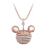 SENFAI Rat White Rhinestone Pendant Necklace Head Ball Chain Necklace Rose Gold Alloy Pendant Necklace (32 Inches)