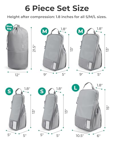 BAGSMART 6 Set Compression Packing Cubes, Lightweight Vacation Travel Essentials, Travel Accessories for Suitcase Organizer Bags Set, Durable Luggage Organizer Travel Bags