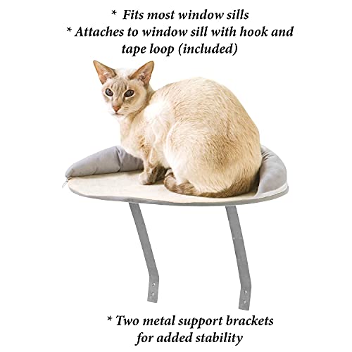 Etna Window Mount Cat Perch Small Pet Window Seat Cat Ledge, Gray