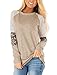 Floral Find Women's Long Sleeve Leopard Color Block Tunic Comfy Stripe Round Neck T Shirt Tops