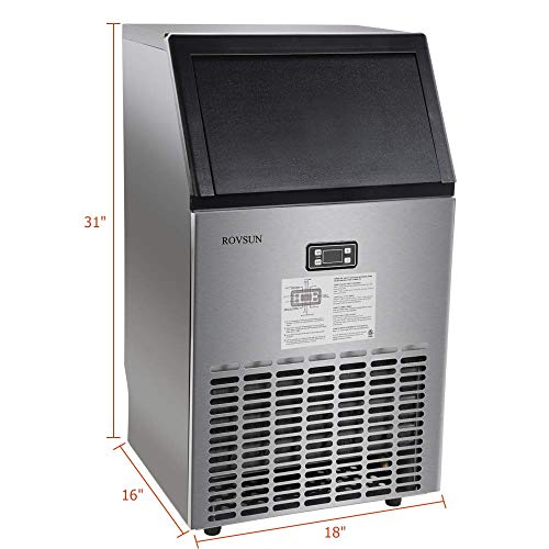 ROVSUN Builtin Stainless Steel Freestanding Ice Maker, Make 100/150lbs