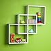 Danya B. FF6013W Decorative Contemporary Floating Intersecting Square Cube Wall Shelves-White