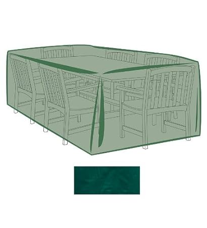 Outdoor Furniture All-Weather Cover for X-Large Rectangle Table & Chairs, in Green