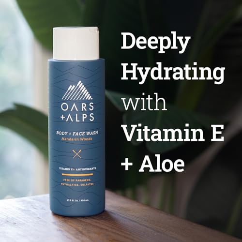 OARS + ALPS BODY WASH FOR MEN, MENS BODY WASH & FACE CLEANSER WITH VITAMIN E & ANTIOXIDANTS, MOISTURIZING, PARABEN & SULFATE FREE CLEANSER, MANDARIN WOODS, 1PK