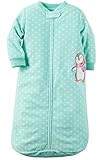Carters One Piece Zoo Animals Micro Fleece Sleep Bag or Sack (0-9 Months, Turquoise Heart Penguin)