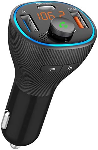 21業界新設計初売り Fmトランスミッター Bluetooth5 0 高音質 Qc3 0急速充電 Pd18w対応 Usb 2口 Type C 1口 重低音モード ノイズ低減技術 Sirigoogle Assistant対応 ハンズフリー通話 車載fmトランスミッター 車載充電器 バッテリー電圧測定 12 24v車対応 Ledディス U