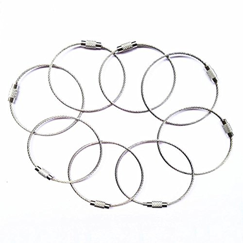 RUNMIND 30PCS Wire Ring Key Chain Ring Stainless Steel Aircraft Cable Twist Screw Locking