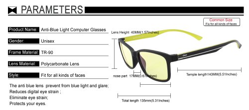 DUCO-New-Design-Video-Computer-Gaming-Glasses-with-Amber-Tint-Lens-TR90-Yellow-Arms-224