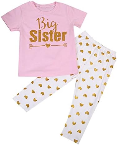 Baby pajamas Big Sister Suit and Little Sister Clothes 0-24 Months Age 2-7 2pcs by Fenta