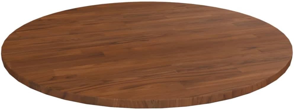 vidaXL Solid Oak Wood Table Top Dark Brown 70cm Diameter 1.5cm Thick Dining