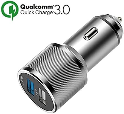 Quick Charge 3.0 Car Charger, USB 30W QC 3.0 Fast Cigar Lighter Adapter, Upgraded Aluminum Version for Dash Cam iPhone X/8/7/Plus, iPad, Samsung Galaxy S8/S7/S6/Edge/Plus, Tablet