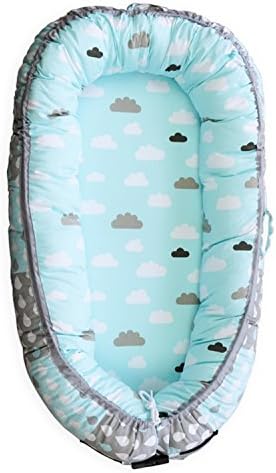 MisDress Baby Toddler Lounger, Portable Baby Bed &amp; Crib, Nest for Cosleeping, Tummy Time and Lounging - 100% Cotton, Breathable, Hypoallergenic, Non-Toxic, for Baby 0-24 Months