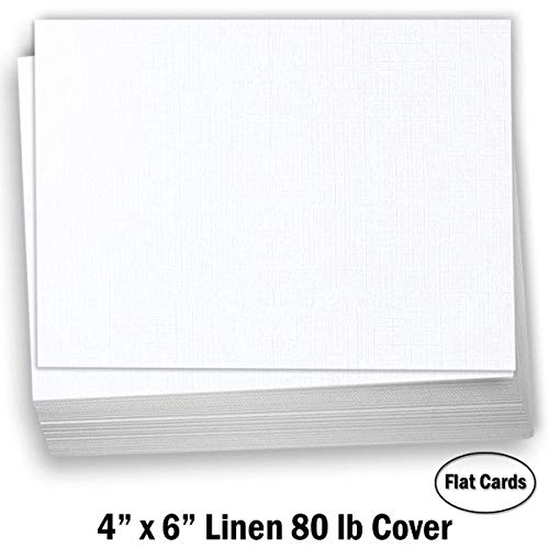 Hamilco White Linen Cardstock Paper Flat 4x6 Blank Index Cards Card