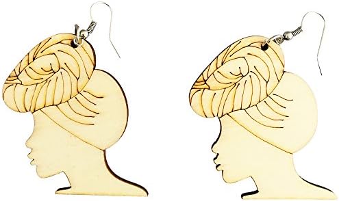 Headwrap Lyfe Earrings / Natural Hair / African American Woman Earring / Wood Jewelry (Top Bun)