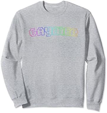 Unisex Gaymer Shirt Rainbow Pixel Design Medium Heather Grey