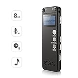 Voice Recorder, 8GB Digital Audio Sound Recorder Dictaphone, Digital Voice Activated Recorder with MP3 Player,High-sensitivity Dual Microphone, Multifunctional Rechargeable recorder for Lectures