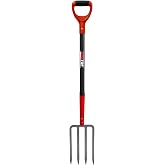 HANTOP 4-Tine Pitch Fork Garden Digging Fork with Fiberglass Handle 43 in | Heavy Duty Full Forged Steel Fork Head,Sturdy Fiberglass Handle,Spading Fork, Pitchfork, For Gardening, For Digging Potato