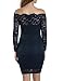 ACEVOG Plus Size Long Sleeve Off Shoulder Lace Bodycon Cocktail Party Dress (Large, Navy Blue)