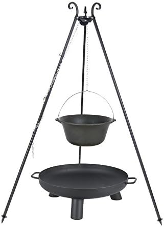16 Litre Volume cast iron pot on the tripod with the Fire Bowl 37