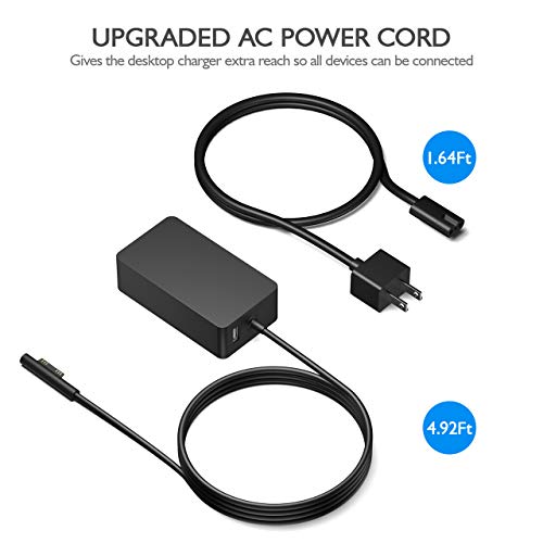Rayhom Surface Pro Charger 36W- Power Supply Adapter for Microsoft Surface Pro X Pro 7 Pro 6 Pro 5(2017) Pro 4 Pro 3 Surface Laptop 1/2/3 Microsoft Surface Book Surface Go Laptop Tablet