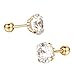 Pusheng 6 Pairs 18G Stainless Steel Stud Earrings for Men Women Tragus Cartilage Helix Barbell Earrings CZ 3-8mm Gold