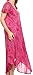 Sakkas 16800 - Sayli Long Tie Dye Cap Sleeve Embroidered Wide Neck Caftan Dress/Cover up - Fuchsia - OS