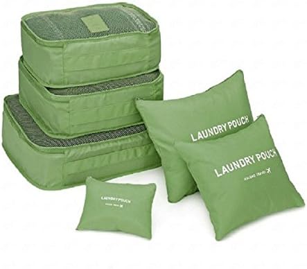 6 Set Travel Storage Bags Yeeth Durable Multi-functional Clothing Sorting Packages,Travel Packing Pouches,Luggage Organizer Pouch,High Capacity Luggage Clothes Tidy Organizer Pouch Suitcase,Green