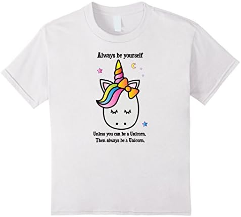 unisex-child Girls Unicorn Shirt Always Be Yourself Graphic T-Shirt 8 White