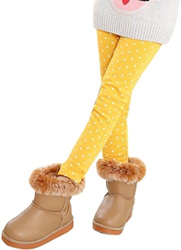YLTkids Baby Girls Kids Winter Fleece Lined Leggings Pants Floral Trousers-1-yellow-130