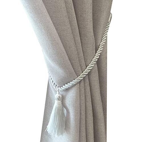 Home Queen Decorative Tassel Rope Tie Backs for Window Curtain, Hand Knitting Buckle Cord Drapery Tieback, Set of 6, Silver