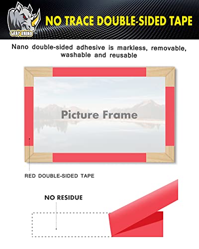 Red Clear Double Sided Tape Heavy Duty Nano Tape Command Strips Tape Bubble Transparent Mounting Adhesive Tape for Walls, Carpets, Pictures,Crafts, Strong Removable Double Stick Tape