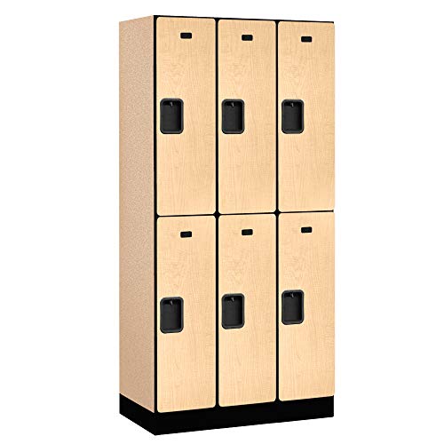 Salsbury Industries 2-Tier Designer Wood Locker with Three Wide Storage Units,…