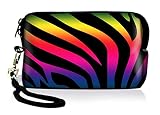 AUPET Zebra Print Design Digital Camera Case Bag Pouch Coin Purse with Strap for Sony Samsung Nikon Canon Kodak