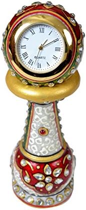 Beautiful Home Décor Marble Show Piece Has Round Marble Ball Shaped Watch Placed in Marble Pillar with Fantastic Carving