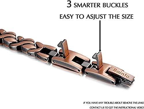 RainSo Womens Pure Copper Bracelets Wristband With 3 Buckle - Image 4