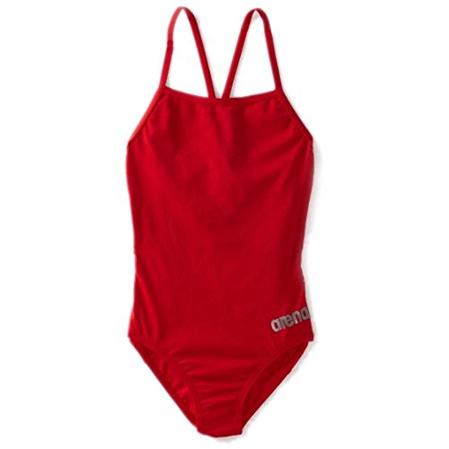 ARENA Girl's Master MaxLife Sporty Thin Strap Racer Back One Piece, Red/Metalli…