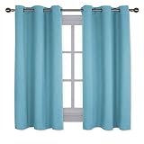 NICETOWN Window Treatment Thermal Insulated Solid Grommet Room Darkening Curtains/Drapes for Bedroom (Set of 2 Panels,42 by 63 inches Long, Teal Blue=Light Blue)