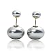 Sexy Sparkles Double Sided Front Back Peek A Boo Ball Earrings Ear Post Stud Ball Womens (Silver)
