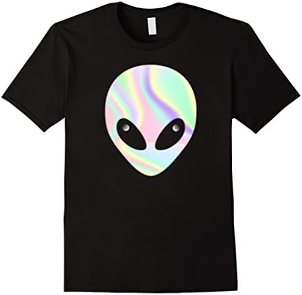 Mens VAPORWAVE AESTHETIC ALIEN HEAD TSHIRT HOLOGRAPHIC Large Black