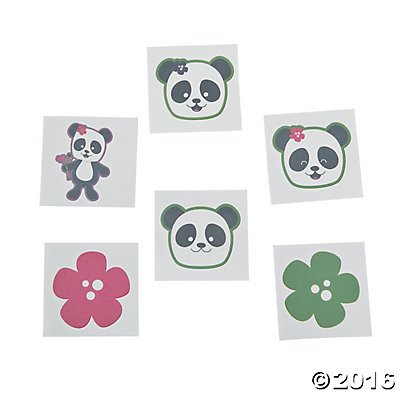 Panda Party Tattoos - 72 ct