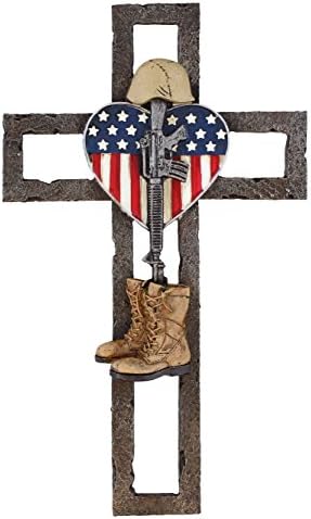 Old River Patriotic Fallen Soldier Memorial Wall Cross
